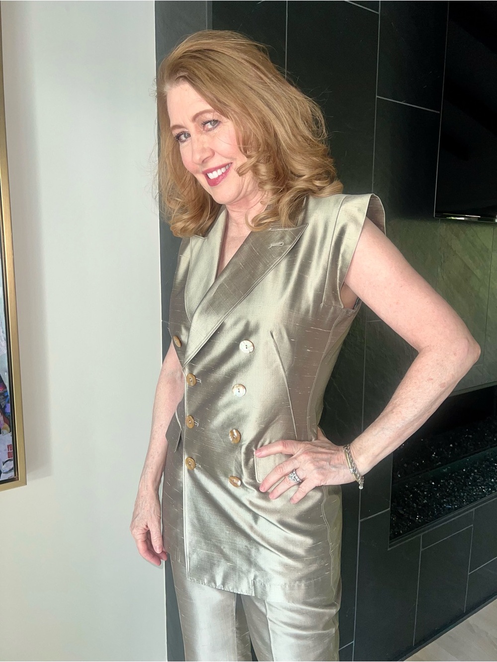 Jean Paul Gaultier Metallic Silk Pantsuit-LIKE NEW - Picture 12 of 12